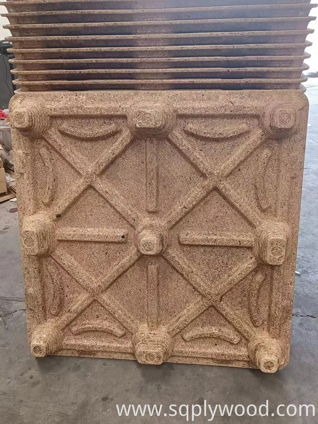 Nestable and 80% Space Saving Compressed Wood Chip Pallets